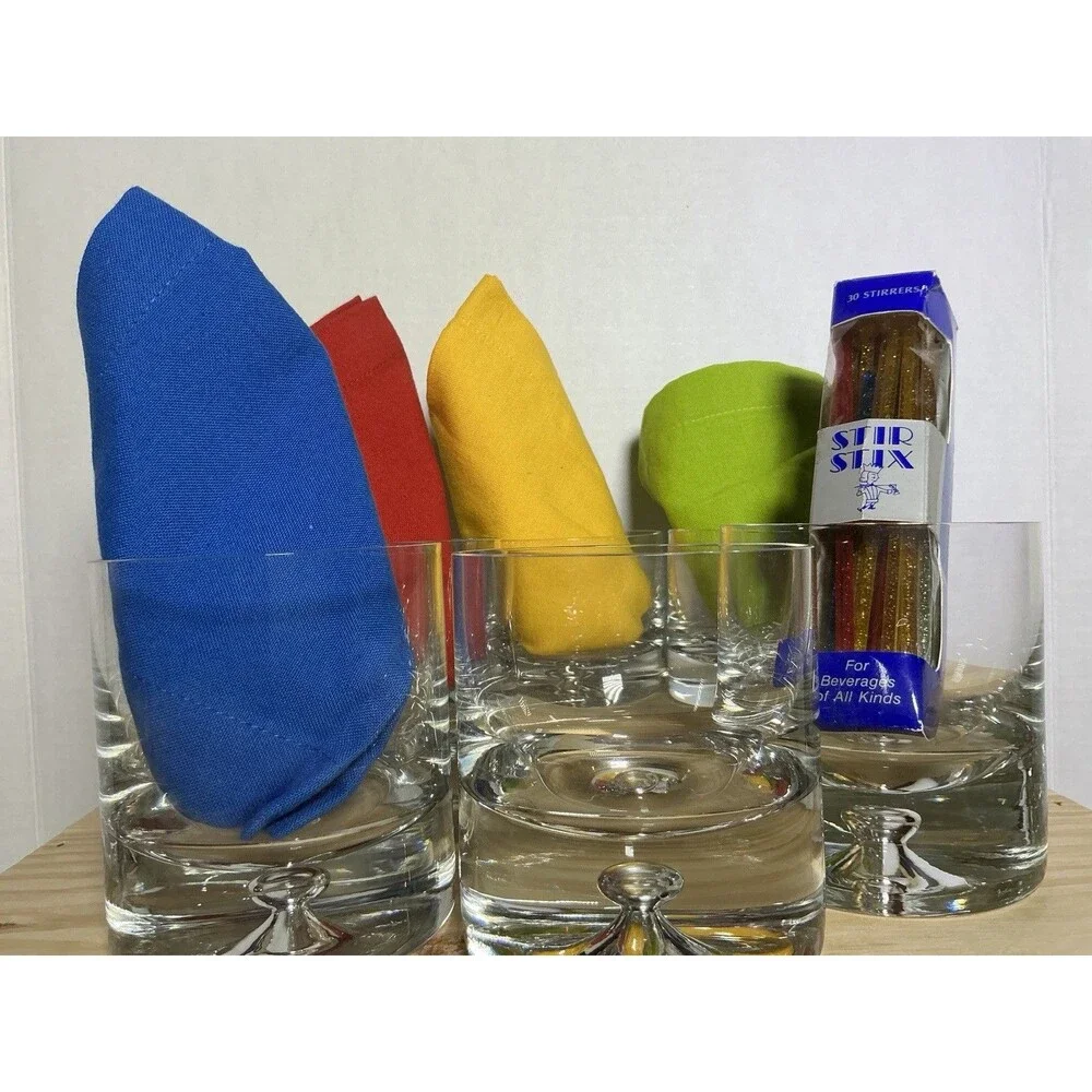 HTF CRATE & BARREL POLAND CLEAR KROSNO BUBBLE DOF GLASS Set Of 6